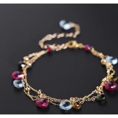 DAIMI Gypsophila Ruby Bracelet Womens Genuine 14K Gold Injection Tourmaline Bracelet Design