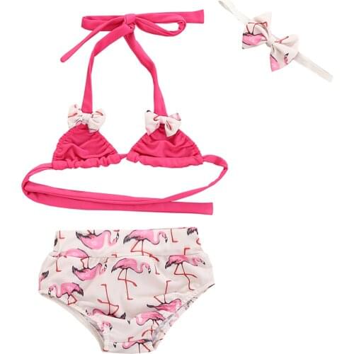 2021 New Kid Swimsuit Suits Bikini + Panties + Bow Headband Adjustable Strap Sunflower Print Summer Clothing