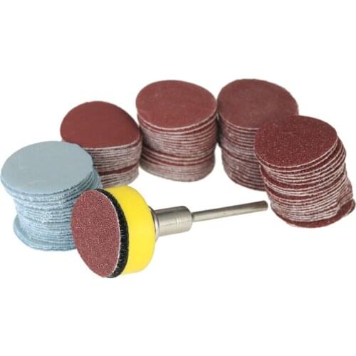 100PCS 25mm 1" Sander Disc Sanding Disk 100-3000 Grit Paper with 1inch Abrasive Polish Pad Plate + 1/8" Shank Rotary Tool