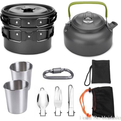 For Camping Cookware Kit Camping Equipment Outdoor Ultra-light Aluminum Alloy Cook Stove Kit Boiling Pot Outdoor Camping Tools