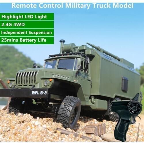 Electric RC Simulation Military Truck Model 2.4G 4WD 25mins LED Headlights Shatter-Resistant Childrens Remote Control Toy Truck