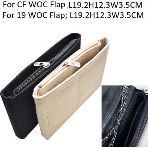 Fits For CF 19 WOC Flap Chain Felt Insert Bag Organizer Inner Storage Formed Stable Minimalism Pocket Cosmetic Toiletry Bags