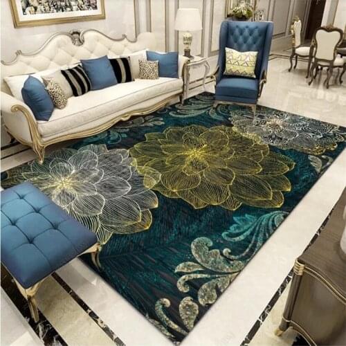 3D Printed Flannel Area Rug Flower Pattern Carpet Room Floor Printed Non-slip Carpet For Living Room Bedroom