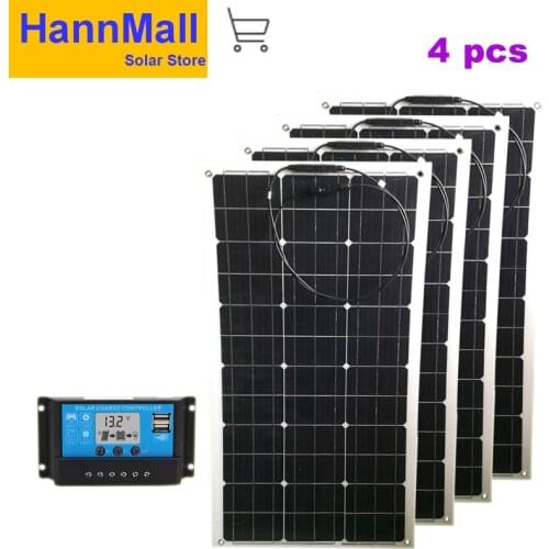 HannMall Brand Solar Battery Flexible Solar Panel 80W 12V 24v Controller 10A Solar System Kits for Fishing Boat Cabin Camping