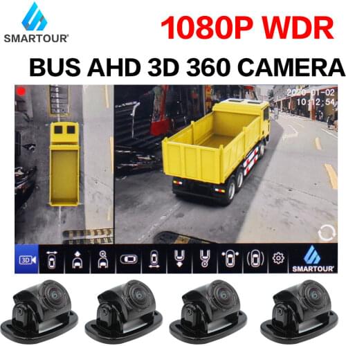 SMARTOUR 3D Car Truck Rear View Camera Super Panoramic 4CH DVR SVM Bird Eye Surround View Parking System AHD For RV Bus 12V-36V