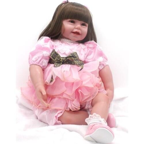 20 Inch 50cm Reborn Doll Soft Cotton Body Cute Pink Smile Girl Rebirth Dolls Reality Baby Toy For Kids Gifts Playmates Toys