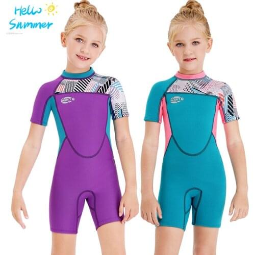 Girls Abstract Art Wetsuit Swimwear Plaid Neoprene Diving Suit Swimsuits For Kids Girl Surfing Jellyfish Swimsuit Wet Suit Child