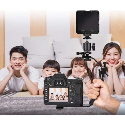 L Bracket Padded Handheld Holder L Brackets Heavy Duty Adapter With Ball Head And Dual Flash Hot Cold Shoe Mount For Dslr Came