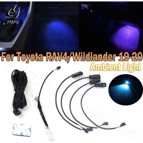 PMFC Car Interior Atmosphere Stripes Lamp Ambient Light Foot Light Decorative Ice Blue/64 Color For Toyota RAV4/Wildlander 19-20