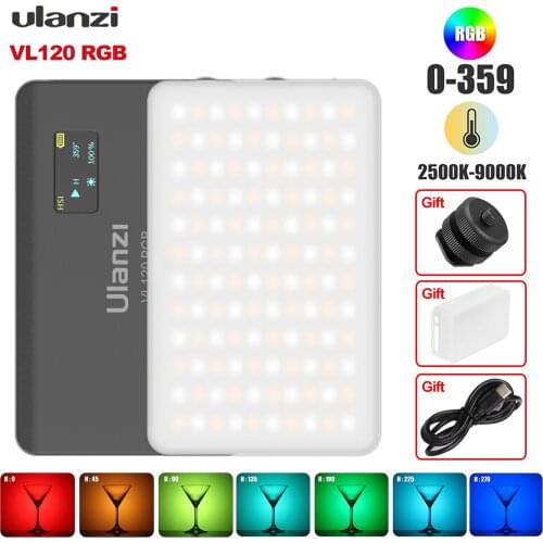 VL120 RGB Mini LED Video Light 2500K-9000K Photography Fill-in Light Dimmable CRI95+ 20 Lighting Effects for Vlog Live Streaming