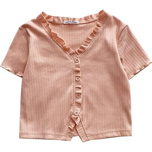 Summer pit stripe pattern Slim short sleeve T-shirt