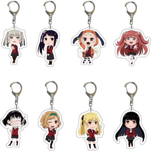 Cartoon Anime Kakegurui Japanese Gambling School Girls Keychain Acrylic Pendant Figure Keychain Holder Friends Gift