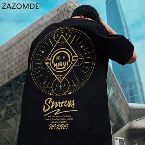 ZAZOMDE Spring Summer Tee 2021 Hip Hop Tshirt Streetwear Men Short Sleeves Gothic Printing Fashion Trend OverSize Tshirt M-5XL