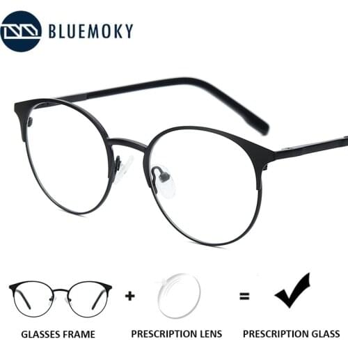 BLUEMOKY Round Progressive Prescription Glasses Men Metal Multifocal Bifocal Eyeglasses Optical Myopia Spectacles Custom Lens
