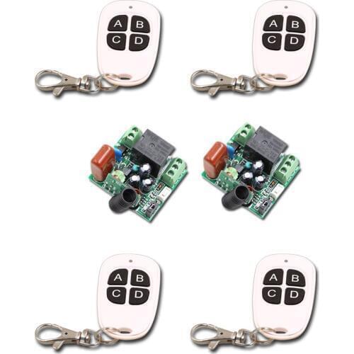 NEW!!! AC220V Mini 10A 1CH RF Wireless Remote Control Switch System 4Transmitter + 2Receiver 315/433mhz