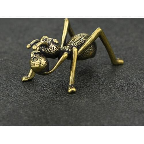 New Mini Cute Vintage Brass Ant Statue Pocket Animal Emmet Sculpture Home Office School Desk Decorative Ornament Toy Gift