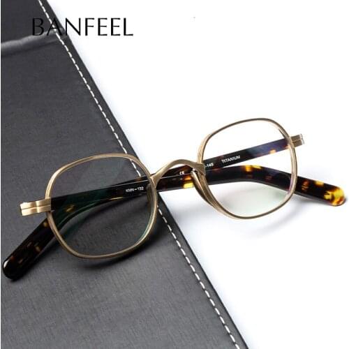 Men Pure Titanium Glasses Frame Oval Women Prescription Myopia Optical Eyeglasses Vintage Handmade Acetate Japan Square Eyewear