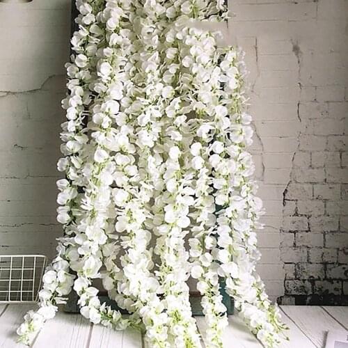 Wholesale 20PCS/set Artificial Wisteria Flower Hanging Rattan Bride Flowers Garland For Home Garden Hotel Decoration