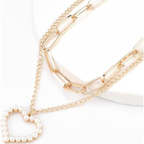 Pauli Manfi 2020 Fashion Metal Imitation Pearl Heart Pendant Necklace Womens Popular Retro Jewelry Accessories