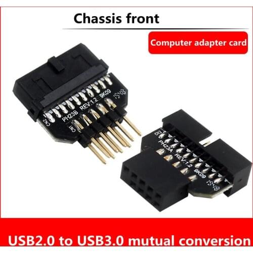Motherboard USB2.0 9Pin to USB3.0 19pin Front Panel Connector Converter USB 3.0 19/20pin to USB 2.0 9pin Header Female Adapter