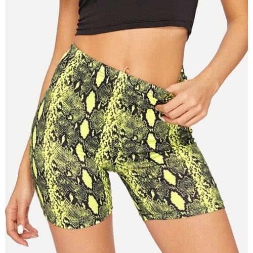 Sexy Women Summer Shorts New Snake Print High Waist Shorts Elastic Waist Short Trousers Women Trousers Pantalones Cortos Mujer