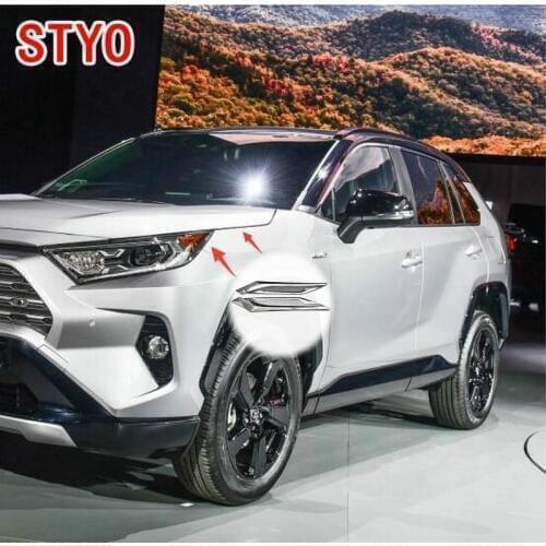STYO Car ABS Chrome Front Head Light Lamp Eyelids Garnish Cover Trim For Toyota1 RAV4 2019 2020