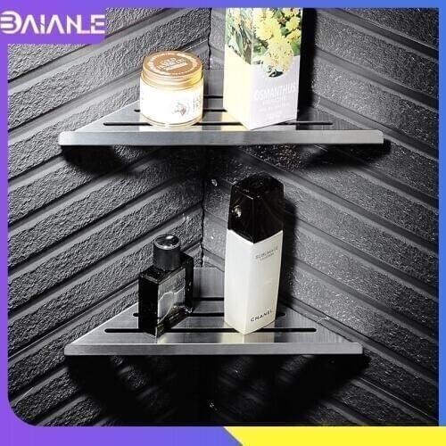 Bathroom Shelf Black Wall Hanging Rack Stainless Steel Bathroom Shelves Shampoo Storage Holder Corner Cosmetic Shower Caddy Rack