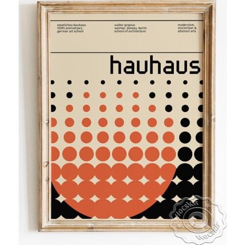Bauhaus Style Exhibition Vintage Poster, Herbert Bayer Abstract Wall Stickers, Walter Gropius Creative Elegant Art Prints Decor