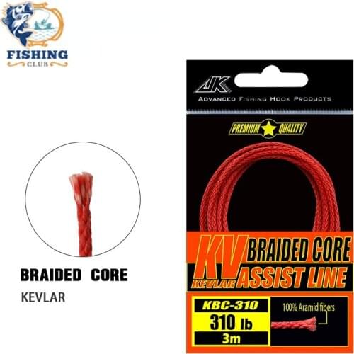 OD KBC 100/150/190/230/310LB Assist Line Kevlar Strong Braided 8 Strand Weaves Red Fishing Line Binding Jigging Hook Assist Lure