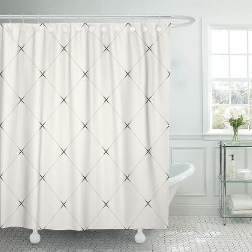 Pattern Modern Geometric Tiles of Rhombuses Line Abstract Simple Shower Curtain Waterproof Fabric 72 x 78 Inches Set with Hooks