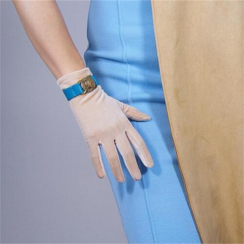 WomenS 22cm Velvet Gloves Short Gold Nude High Elastic Velvet Gold Velvet Touch Screen RJS22