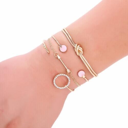 2021 New Jewelry Resin Round Alloy Arrow Bracelet Four-piece Set Ladies Jewelry Bracelets for Women Women Bracelet