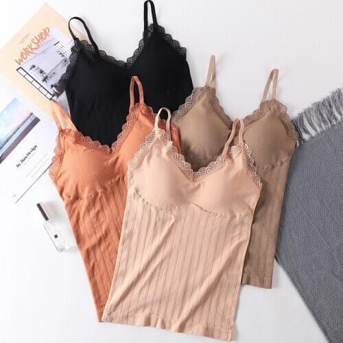Women Lace Tube Top With Chest Pad Camisoles Sexy Tank Top Seamless Solid Color Bottoming Vest Crop Top New