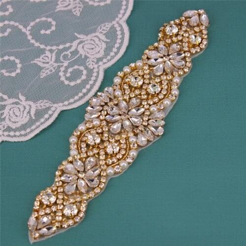 Gold Rhinestone Hot Fix Applique Sewing Appliques for Shoes Rhinestone Iron On Patch Motif Applique DIY Crystals Patch