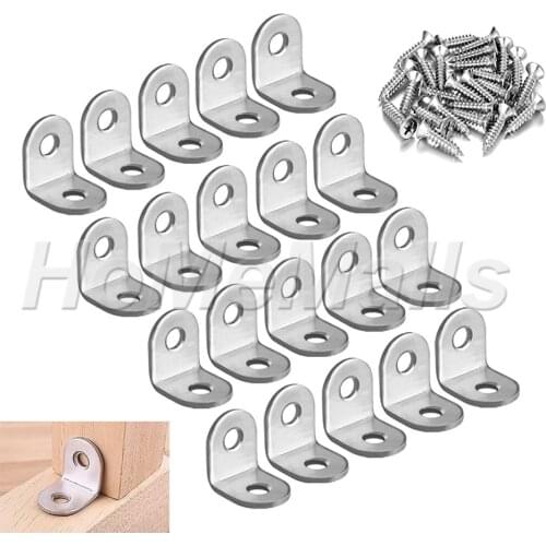 18pcs L-shaped Corner Brackets Stainless Steel Angle Brackets For Wooden Shelves Chairs Wardrobes Furniture Fixed Hardware