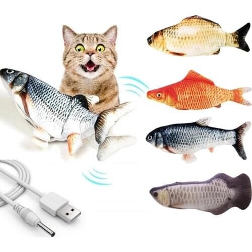 3D Electric Fish, Cat Toy, Beating Simulation Fish Plush Toy, Pet Toy, Grass Carp, Carp, Salmon, Silver Dragon Fish, Clown Fish
