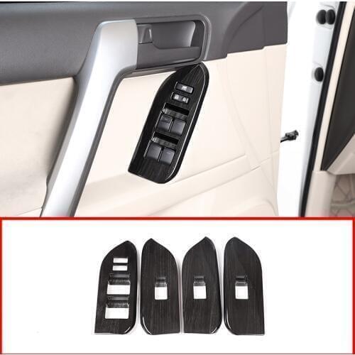 4pcsBlack Wood grain ABS For Toyota Land Cruiser Prado FJ150 150 2014-2019 Car Window Lift Button Frame Trim for Left Hand Drive