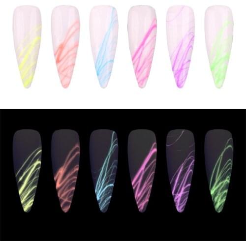 6 Colors Glow Spider Gel Luminous Drawing Glue Nail Glue Nail Art Painted Luminous Elastic Drawing Glue Creative Nail Art TSLM1
