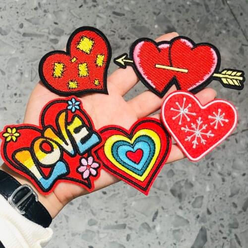 6Pcs Rainbow Love Series Embroidery Sew On Patches Applique Badge Craft Embroidered DIY For Clothes Trousers Clothing Sticker
