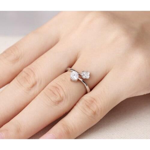 925 Sterling Silver Rings for Women Silver Fine Jewelry Engagement Ring Floral with Diamond Open Adjustable Zircon Gift Wedding