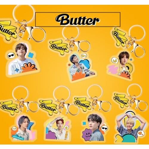 KPOP Bangtan Boys Butter Album Acrylic Keychain Pendant Backpack Accessories Cosplay Gift JUNGKOOK JIMIN SUGA Fans Collection