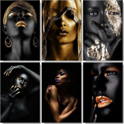 Huacan 5d Diamond Painting Full Square African Woman Diamond Embroidery Complete Kit Mosaic Portrait Art Needlework Home Decor