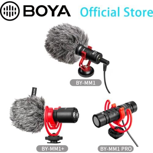 BOYA BY-MM1 BY-MM1 PRO Electret Condenser Microphone Plug and play design light-weight portable with shock mount for vlog Video