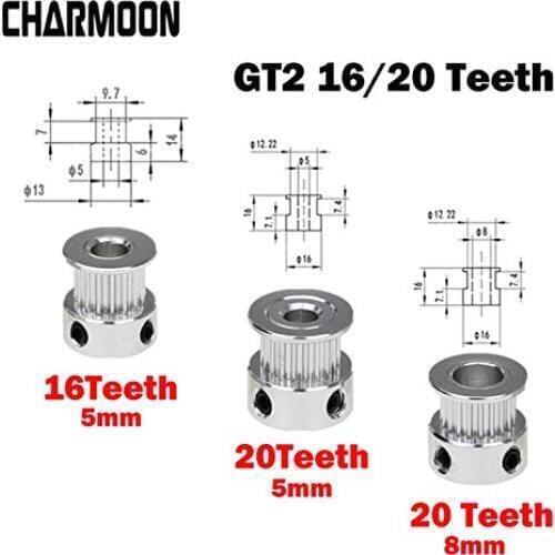 GT2 Pulley 3D Printer Parts Accessory GT2 20Teeth 16Teeth Bore 5mm/8mm Timing Alumium for GT2 6mm Open Timing Belt