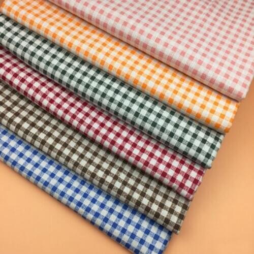 Classic 6 Colors For Selection Checks Printed Cotton Linen Fabric 48x145cm For DIY Sewing home decoration