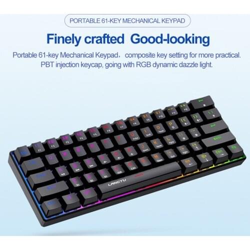 60% 61 Keys Chroma Gaming Keyboard RGB Bluetooth Wired Mode Gaming Mechanical Keyboard For Gamer - White Black Pink