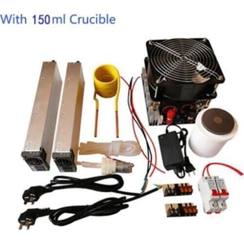 4KW/4000W ZVS Induction Heater Induction Heating PCB Board Heating Machine Melted Metal + Coil + Crucible+Pump+Dual Power Supply