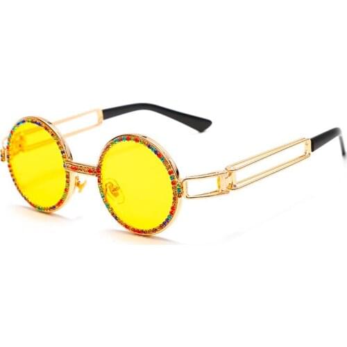 Round Steampunk Sunglasses Women Diamond Vintage Sun Glasses Men Retro Punk Classic Eyeglasses UV400