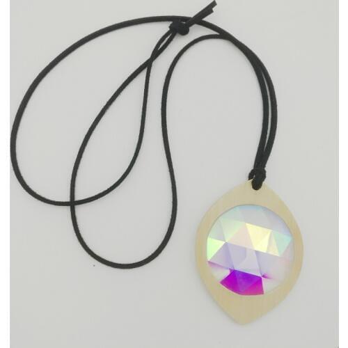 Trendy Bamboo frame Glass Lens kaleidoscope pendant