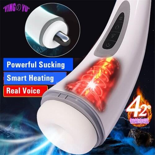 Powerful Sucking Smart Heating Masturbation Cup Pocket Pussy Penis Dildo Stimulator Male Masturbator Oral Sex Toys For Men Adult